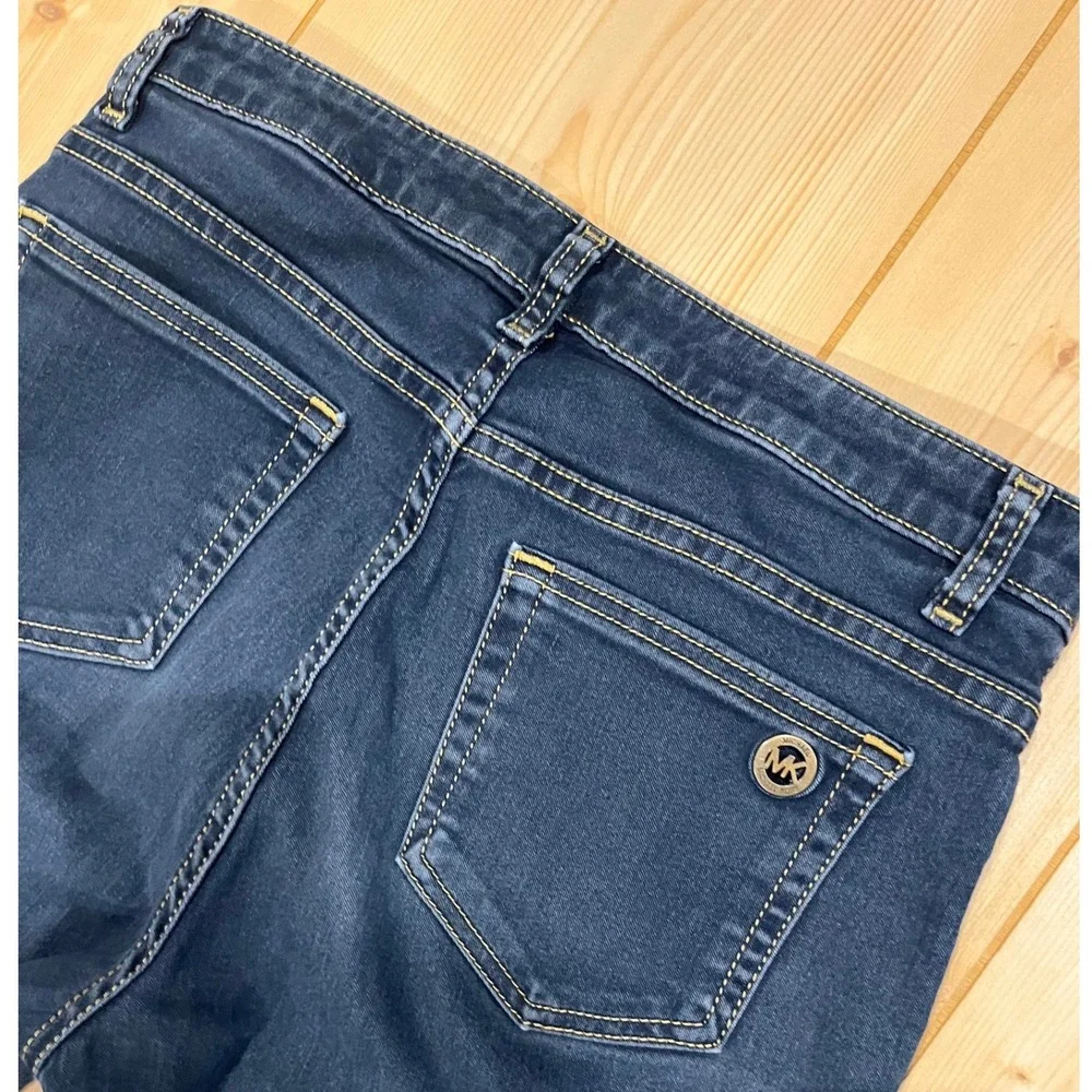 Michael Kors Izzy Skinny Jeans Womens 8‎ Dark Wash Stretch Denim Blue MK Logo